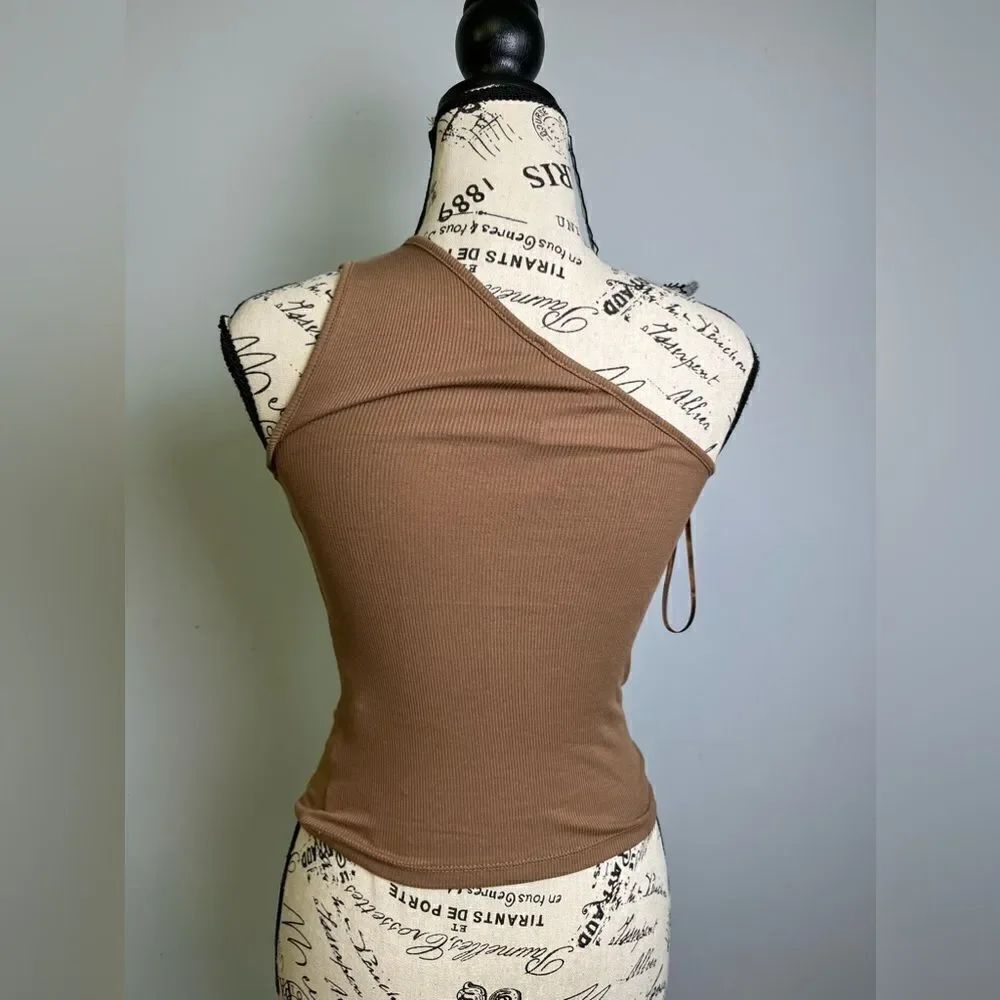 Madewell Brightside Rib One-Shoulder Tank NWT Size XXS - Picture 4 of 10